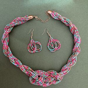 💖 Colorful Seed Bead Necklace + Earrings Set | 18.5” + Extender